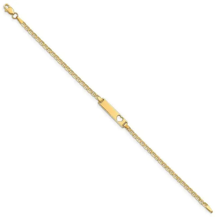 14k Cut-out Heart Anchor Link ID Bracelet - Larson Jewelers