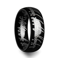 LOTR Lord of the Rings Black Tungsten Ring The One Engraved Sauron's Band - 4mm - 12mm - Larson Jewelers