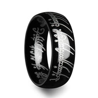 LOTR Lord of the Rings Black Tungsten Ring The One Engraved Sauron's Band - 4mm - 12mm - Larson Jewelers