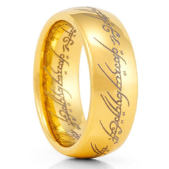 LOTR Lord Of The Rings Gold Plated Tungsten Ring The One Engraved Sauron's Band - 4mm - 10mm - Larson Jewelers