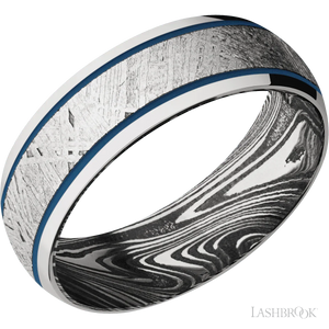 Cobalt Chrome with Polish Finish and Meteorite Inlay and Marble - 7MM - Larson Jewelers