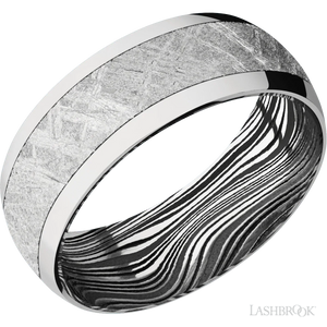 Cobalt Chrome with Polish Finish and Meteorite Inlay and Marble - 8MM - Larson Jewelers