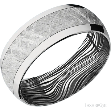 Cobalt Chrome with Polish Finish and Meteorite Inlay and Marble - 8MM - Larson Jewelers