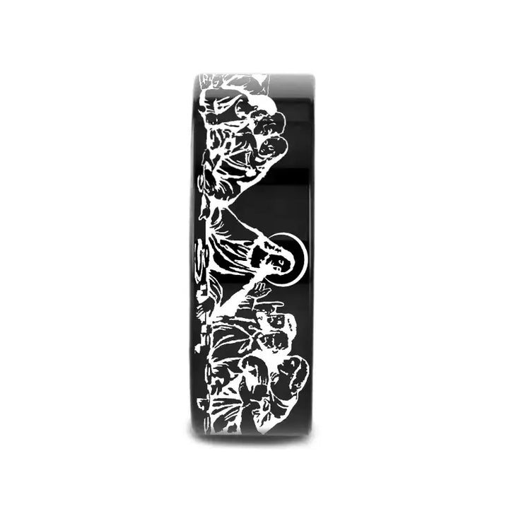 LAST SUPPER on Black Flat Tungsten Carbide Ring - Larson Jewelers