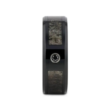 MONTANA Black Ceramic Ombre Deer Antler Inlay Polished Beveled Edges with Black Diamond - 8mm - Larson Jewelers
