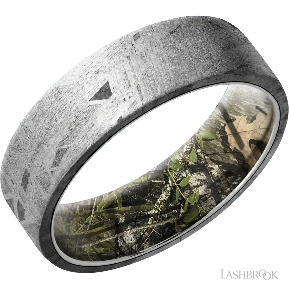 Meteorite with None Finish and MossyOak Obsession - 7MM - Larson Jewelers