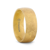 MYSTIC Domed Gold Plated Titanium Ring with Meteorite Pattern - 8mm - Larson Jewelers