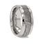CELESTIAL Flat Tungsten Carbide Ring with Beveled Edges and Meteorite Inlay Thorsten - 8mm - Larson Jewelers