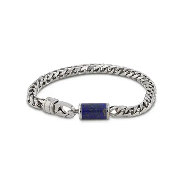 Stainless Steel Bracelet With Lapis Inlay - 9 Inch - Larson Jewelers
