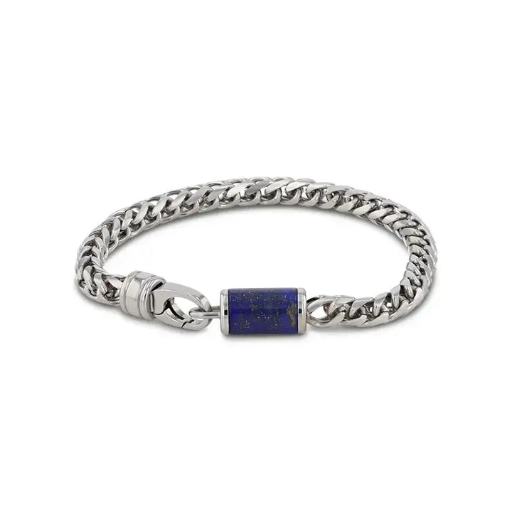 Stainless Steel Bracelet With Lapis Inlay - 9 Inch - Larson Jewelers