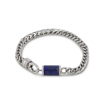 Stainless Steel Bracelet With Lapis Inlay - 9 Inch - Larson Jewelers