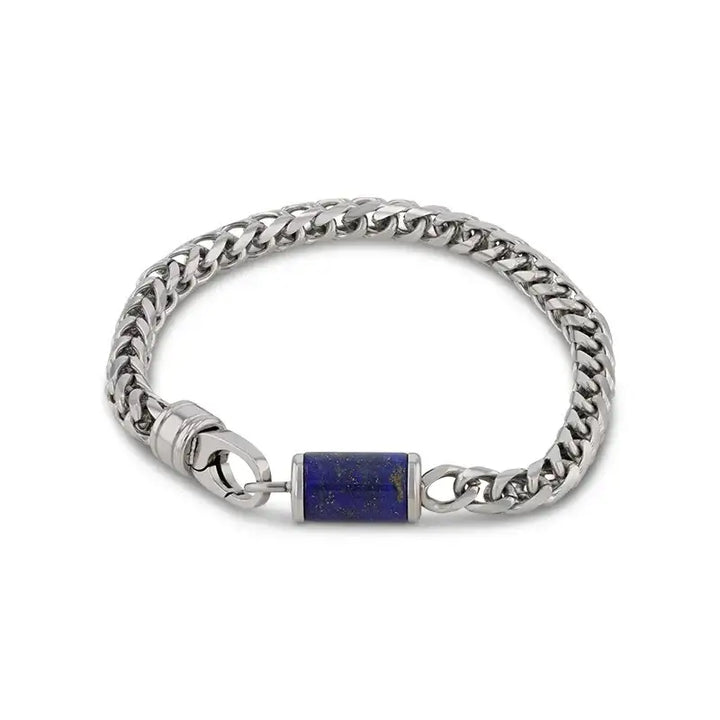 Stainless Steel Bracelet With Lapis Inlay - 9 Inch - Larson Jewelers