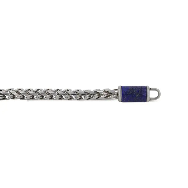 Stainless Steel Bracelet With Lapis Inlay - 9 Inch - Larson Jewelers