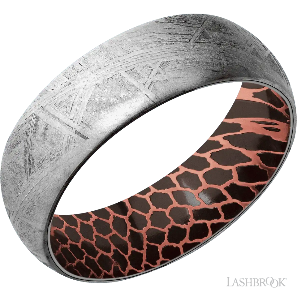 Meteorite with None Finish and Superconductor Noir - 7MM - Larson Jewelers