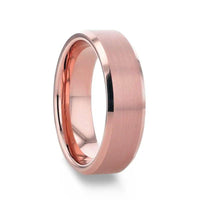 EROS Rose Gold Tungsten Wedding Band For Men with Beveled Edges Thorsten - 8mm - Larson Jewelers