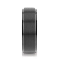 ORION Flat Black Tungsten Ring with Brushed Raised Center & Polished Step Edges - 6mm - 8mm - Larson Jewelers