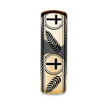 PALM BRANCHES on Domed Gold Plated Tungsten Carbide Ring - Larson Jewelers