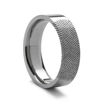 Fingerprint Ring Palladium 950 Flat Engraved Band - 2mm - 12mm - Larson Jewelers