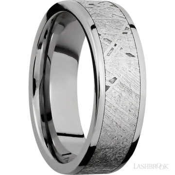 SOLSTICE Flat Titanium Ring with Meteorite Inlay by Lashbrook Designs - 7 mm - Larson Jewelers