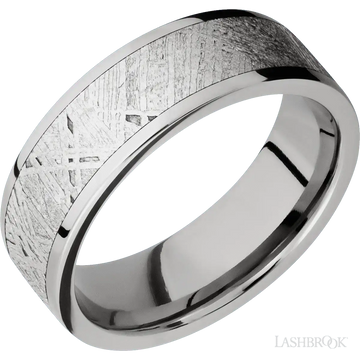 SOLSTICE Flat Titanium Ring with Meteorite Inlay by Lashbrook Designs - 7 mm - Larson Jewelers