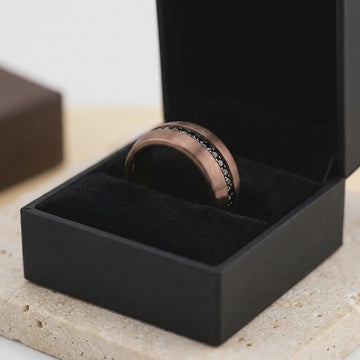 ARTEMIS Espresso Tungsten Carbide Ring with Black Sapphires - 8mm