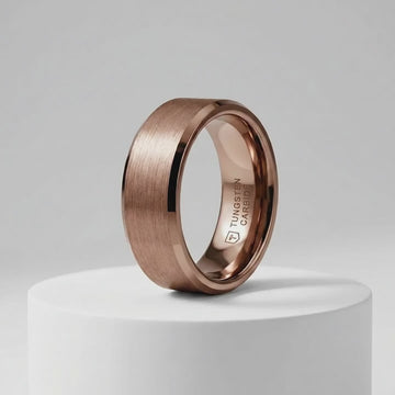 ROKA Flat Beveled Espresso Tungsten Carbide Ring with Brushed Center - 8mm
