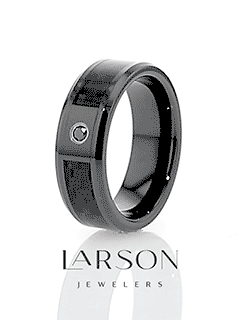 ABERDEEN Black Ceramic Band with Black Diamond and Black Carbon Fiber Inlay - 8mm