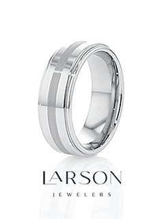 Product video thumbnail for VALKYRIE raised-center tungsten carbide ring with brushed stripe
