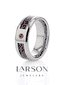 ADRIAN Tungsten Carbide Ring with Black and Red Carbon Fiber and Red Ruby Setting with Bevels - 8mm