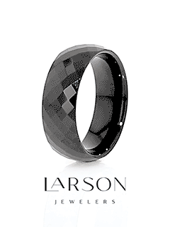 AEON Black Tungsten Wedding Band with 288 Diamond Facets - 2mm - 8mm