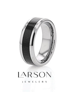 ARCANE Ebony Wood Inlaid Tungsten Carbide Ring with Bevels - 8mm
