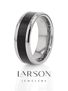 AUBURN Red Wood Inlaid Tungsten Carbide Ring with Bevels - 8mm
