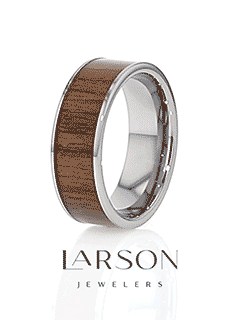 BOKKEN Flat Tungsten Wedding Band with Black Walnut Wood Inlay & Polished Edges - 6mm - 10mm
