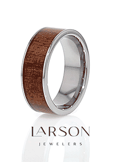 BOLO Flat Tungsten Carbide Band with Exotic Mahogany Hard Wood Inlay and Polished Edges - 8mm