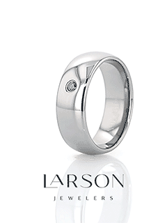 BUCKINGHAM Domed Blue Diamond Tungsten Carbide Ring - 6mm & 8mm