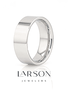 Slim polished flat cobalt chrome ring with comfort-fit interior shown at an angle