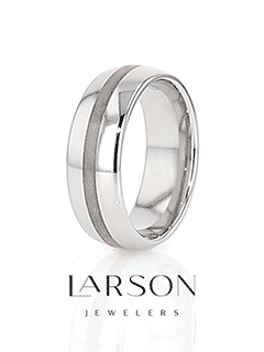 CASSIUS Silver Inlaid Domed Tungsten Ring - 6mm or 8mm
