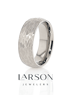 CHANDLER Domed Hammered Finish White Tungsten Ring - 6mm or 8mm