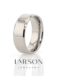 CORONAL Men’s Polished Finish Beveled Edges Titanium Wedding Ring with Raised Center - 6mm & 8mm