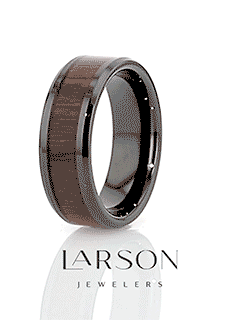 DENALI Black Ceramic Wedding Band with Bevels and Rosewood Inlay - 4mm - 12mm