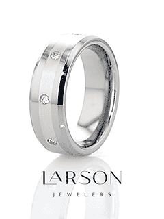 DEVONSHIRE Palladium Inlaid Beveled Diamond Tungsten Carbide Ring - 8mm