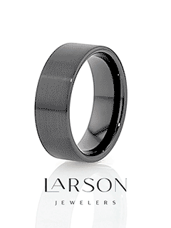 DRAKON Flat Pipe Cut Brush Finished Black Ceramic Wedding Band - 2mm - 12mm