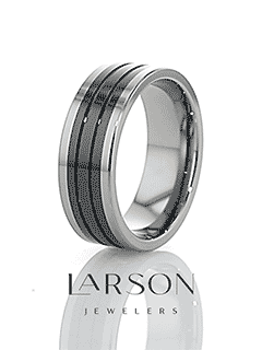 EDINBURGH Tungsten Ring with Flat Grooved Black Ceramic Inlay - 6mm - 10mm