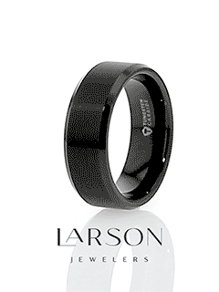 ELISE Black Tungsten Ring with Brushed Center and Polished Beveled Edges, 4mm–10mm