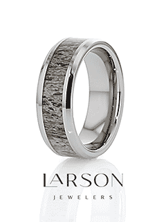 FAWN Beveled Tungsten Carbide Polished Men's Wedding Band with Dark Antler Inlay - 8mm