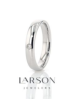 GALE Polished and Domed Tungsten Carbide Wedding Ring with White Diamond - 4mm