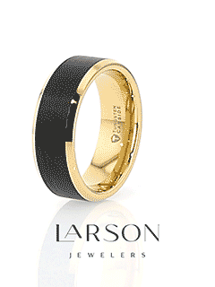 Product video placeholder for the gold-plated tungsten ring with brushed black center