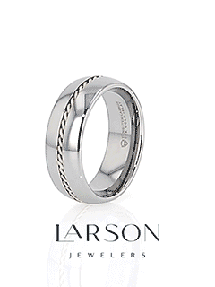 GOLDWYN Braided 14k Gold Inlay Domed Tungsten Ring - 6mm or 8mm