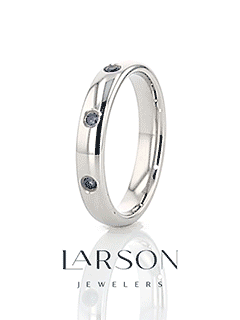 HALIA Polished and Domed Tungsten Carbide Wedding Ring with 3 Blue Sapphires Setting - 4mm