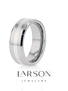 HALSTEN Platinum Inlaid Beveled Tungsten Carbide Wedding Ring - 6mm & 8mm